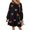 Black, variant on Women's Sequin Heart Neck Long Sleeve Mini Dress Sparkle Sheer Overlay Opaque Stretch Body 80% Polyester 20% Cotton