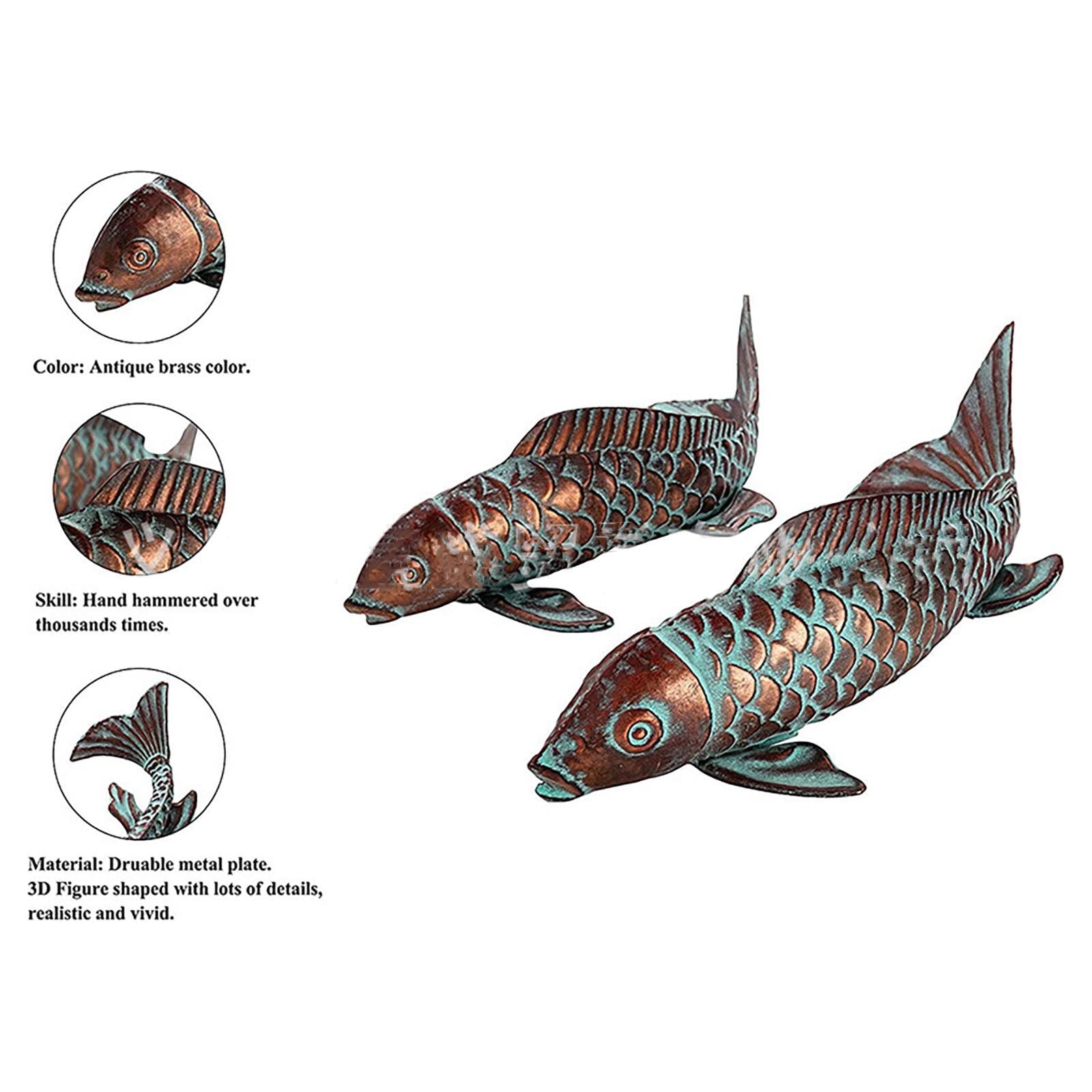 Uscallm 2Pcs Glowing Koi Fish Decor, Glow In The Dark Koi Fish Sculpture, Outdoor Garden Pond Decoration, Zen Water Feature For Patio, Unique Home Decor Gift Idea