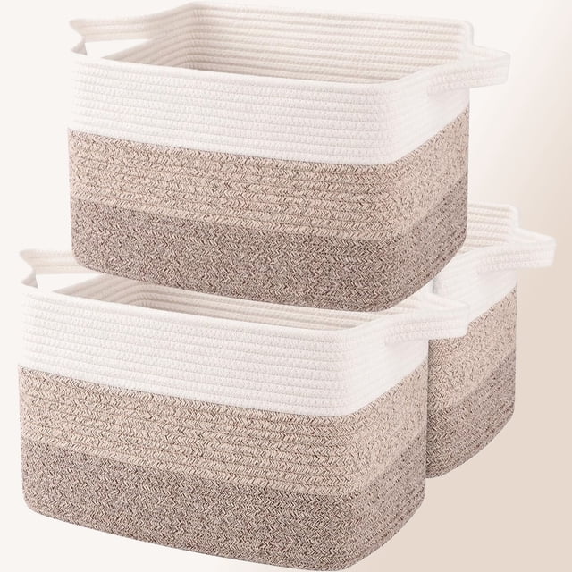 Cesta de almacenamiento, cestas tejidas para almacenamiento, cesta de cuerda de algodón, cestas de toalla, paquete de 3, amarillo degradado