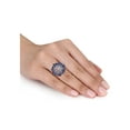 thumbnail image 2 of 1.61 Carat (Ctw) Blue Sapphire Flower Cluster Ring in 14K White Gold with Diamonds 1/4 carat (Ctw) for Women, 2 of 6
