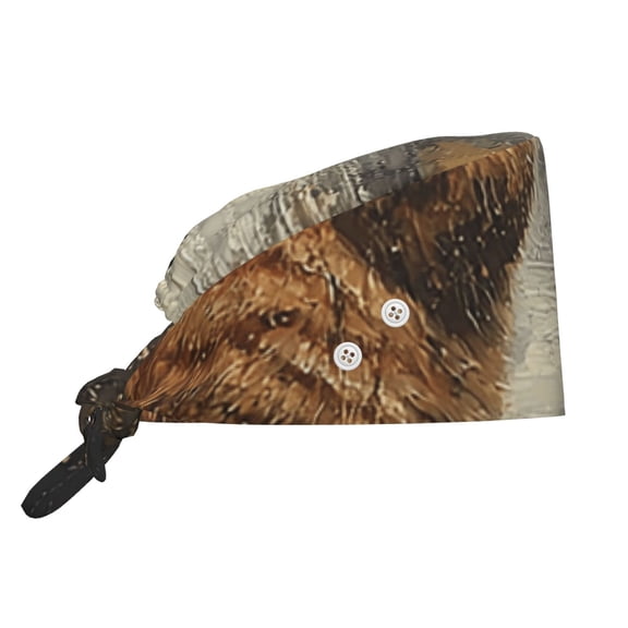 Working Cap Adjustable Tie Back Hat with Integrated Sweatband, Head Cover for Kitchen, Cleaning , Cat Fishing Vintage