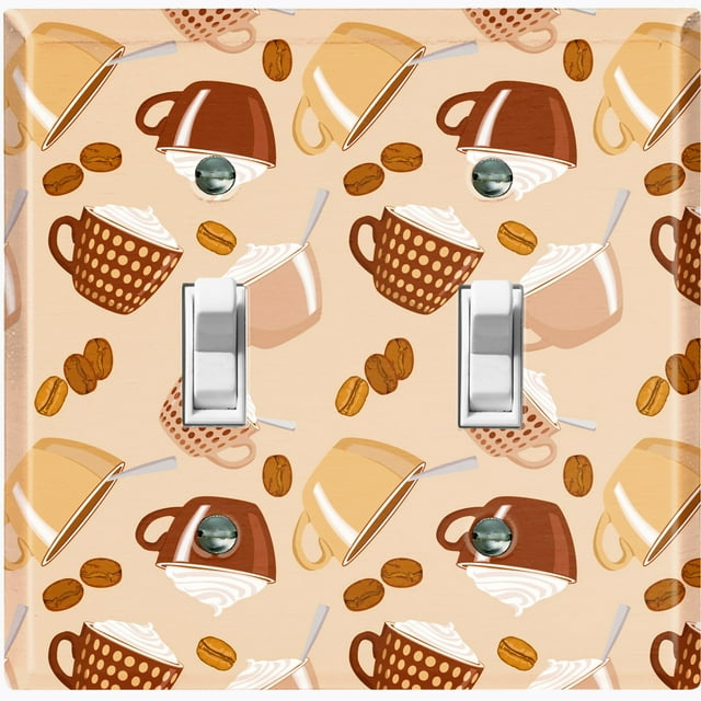 Metal Light Switch Plate Cover Latte Coffee Beans Brown COF010