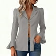 thumbnail image 6 of YueHuiYing Women's Lightweight Open-Front Suit Jacket - Long Sleeve Draped Blazer for Office and Smart Casual Wear, 6 of 7