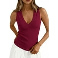 thumbnail image 4 of PRETTYGARDEN V Neck Tank Tops for Women Summer Outfits Ribbed Knit Shirts Casual Basic Tees Sleeveless Camisole Vest, 4 of 10