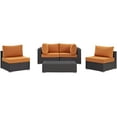 thumbnail image 3 of Modway Convene 5 Piece Outdoor Patio Sectional Set in Espresso Orange, 3 of 8
