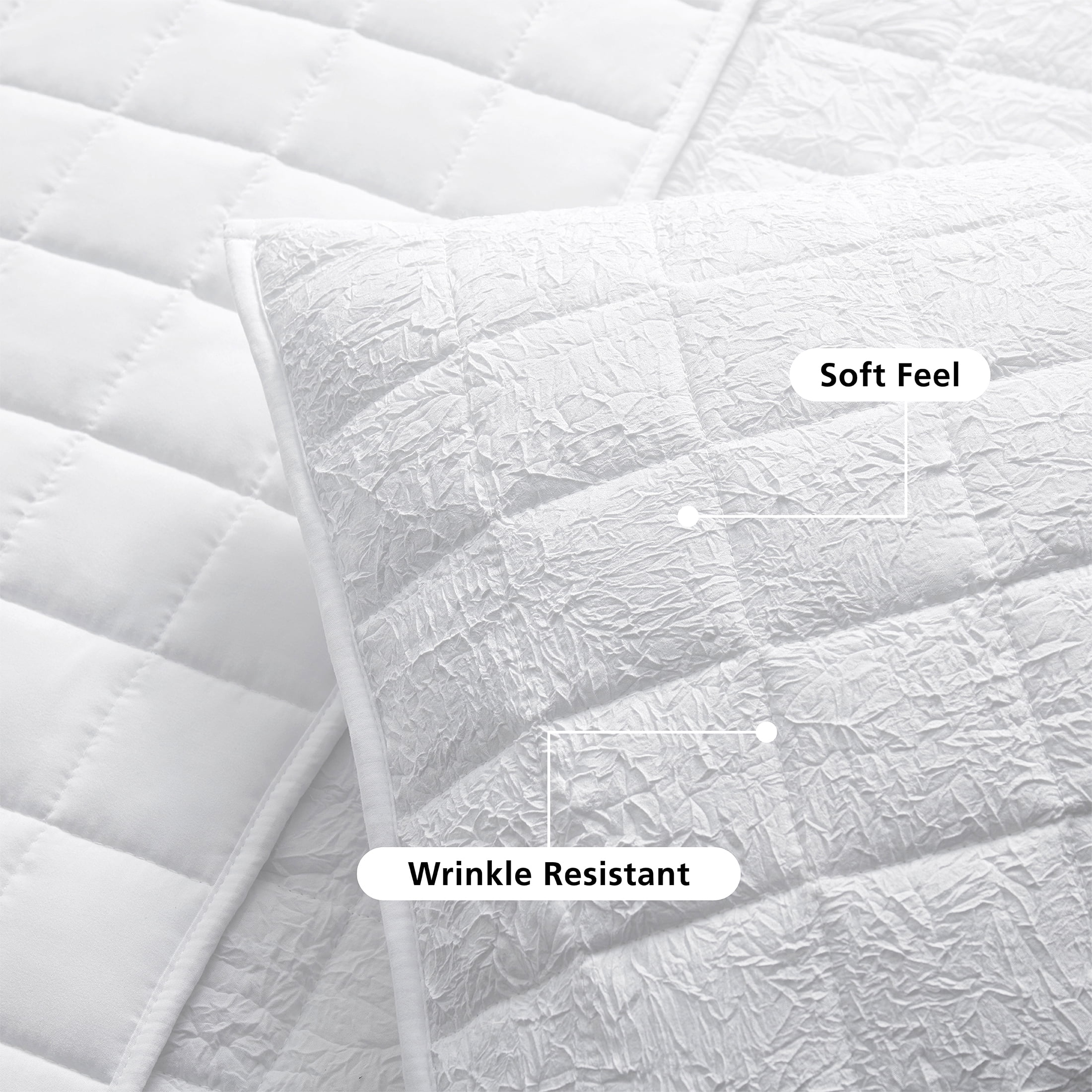 Mainstays Crinkle Pillow Sham, King, White, 1 Pack