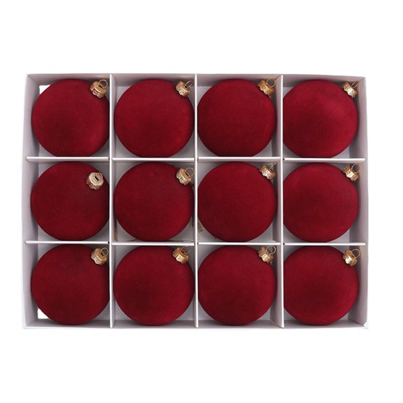 12PCS Velvet Christmas Balls Shatterproof Christmas Tree Decorations 2.3 Inch Decorative Hanging Baubles Ornaments for Indoor Holiday Party