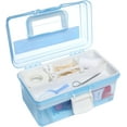 thumbnail image 2 of MyGift 10 inch Light Blue Clear Plastic Multipurpose Portable Handled Organizer Storage, 2 of 3