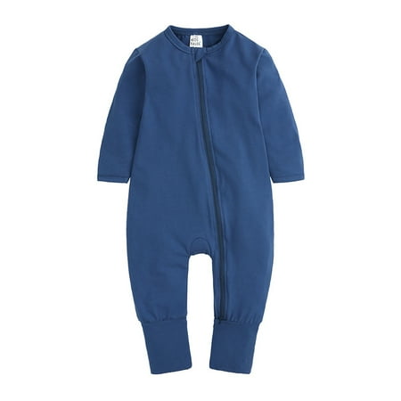 

Newborn Boys Girls Long-Sleeved Jumpsuit Newborn Climbing Suit Zipper Solid Color 3-18 Months