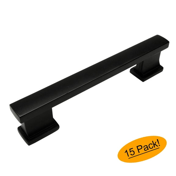 15 Pack - Cosmas 702-3.5FB Flat Black Contemporary Cabinet Hardware Handle Pull - 3-1/2" Inch (89mm) Hole Centers
