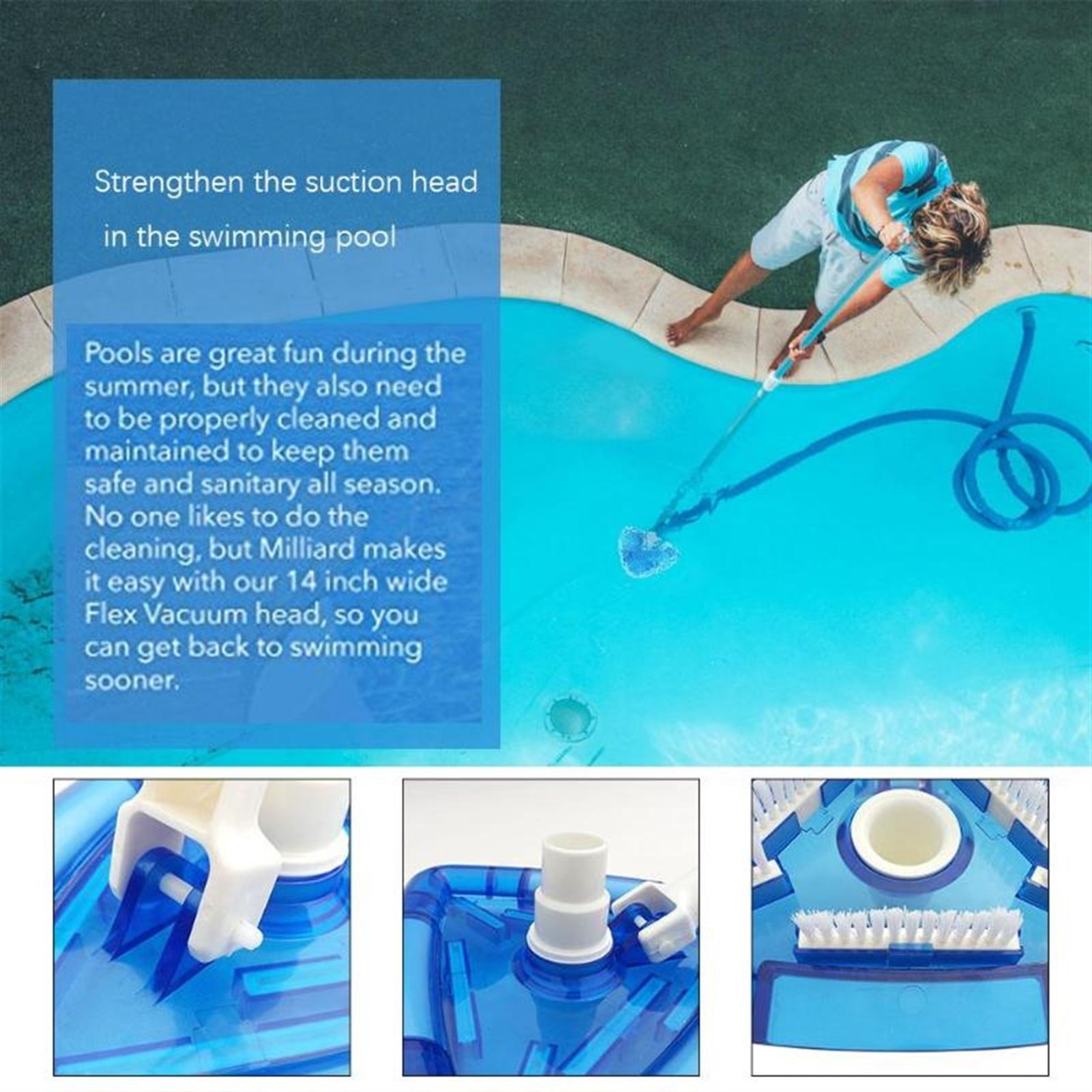 Vacuum Pool Head Swimming Pool &amp; Spa Vacuum Head Manual Cleaning Machine And Maintenance Tool Durable Useful Tools ,Great Suction Power