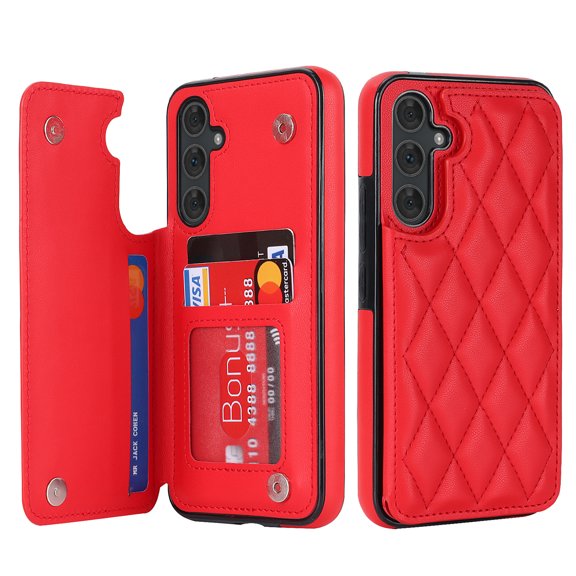 Kryonix for Samsung Galaxy A16 5G Case Leather Wallet with Card Holder, RFID Blocking PU Leather Flip Cover Kickstand Magnetic Closure Shockproof Heavy Duty Protective Case,Black/Pink/Brown