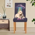 thumbnail image 4 of Yayeee 2 Pack Dining Chair Covers Stretch Parson Chairs Slipcovers Seat Protector, Purple UFO, 4 of 6