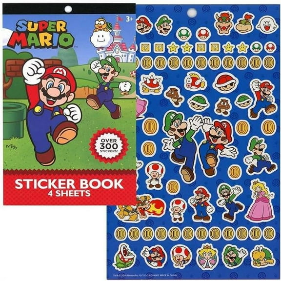 Mario 4 Sheet Sticker Pad, 200 Stickers