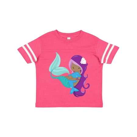

Inktastic African American Mermaid Purple Hair Dolphin Gift Toddler Toddler Girl T-Shirt