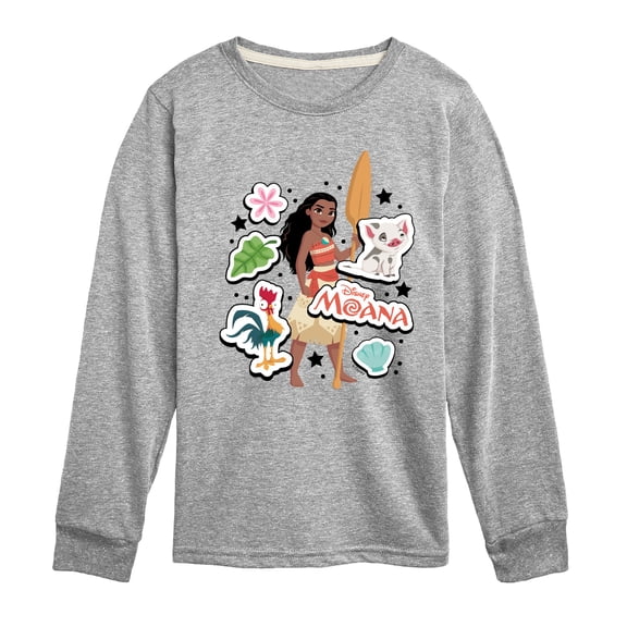 Moana - Stickers - Youth Boys Long Sleeve Graphic T-Shirt