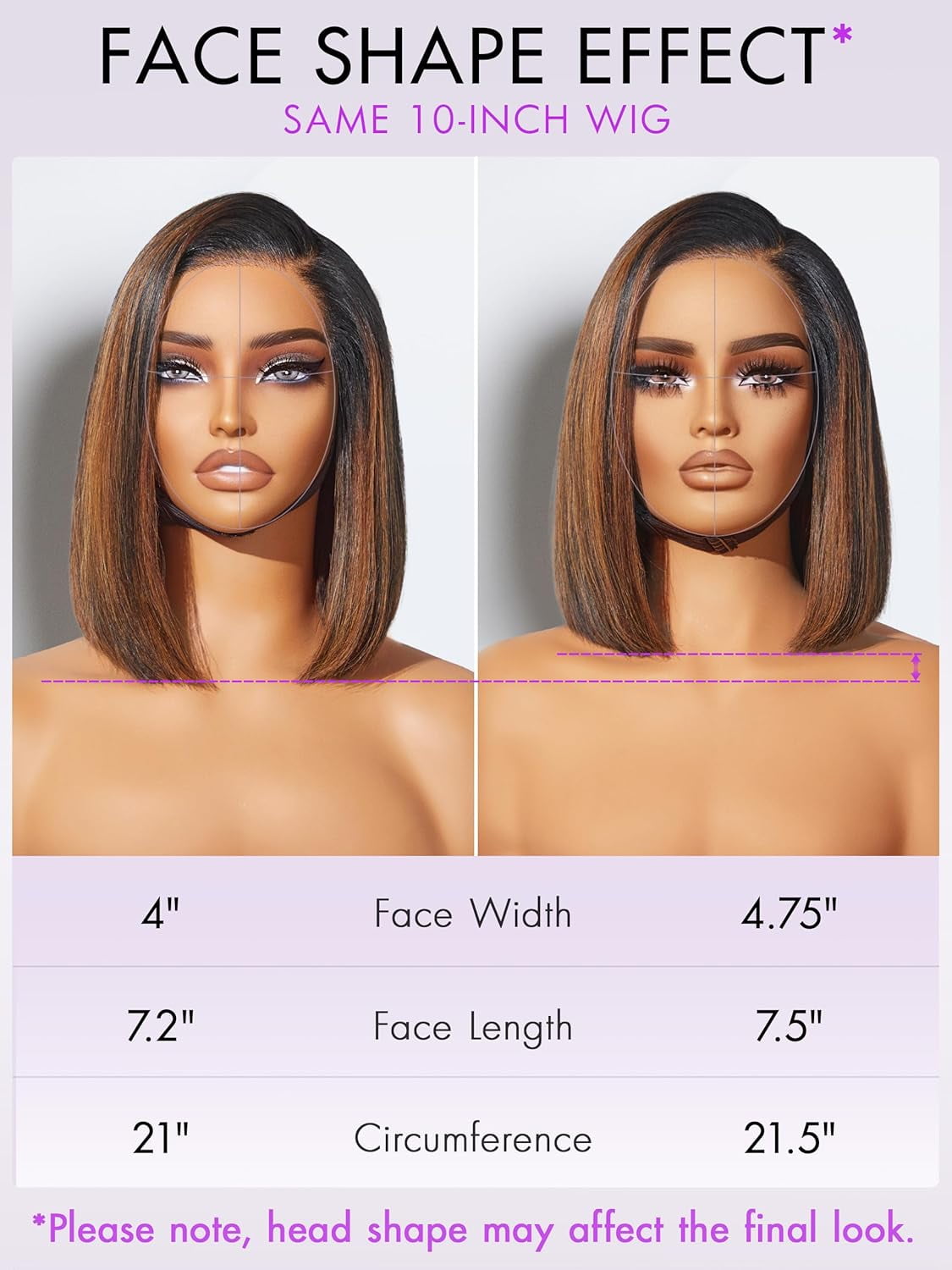 LUVME HD Lace Front 12" Bob Wig 100% Human Hair Glueless 200% Density Brown Pre Plucked Natural Color Straight for Women