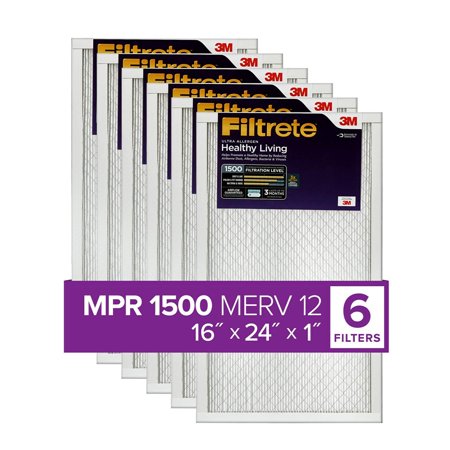 Filtrete 16x24x1  AC Furnace Air Filter  MPR 1500  Healthy Living Ultra Allergen  6-Pack (exact dimensions 15.81 x 23.81 x 0.78)
