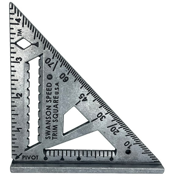 Swanson Tool Co 4 and 1/2 in Solid Aluminum Speed Trim Square w/ Scribing & Quick Angle, Model S0145