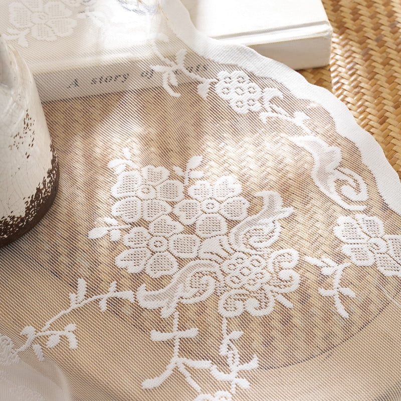 NICETOWN Lace Curtain for Living Room 2 Panels Rod Pocket Victorian Light-Filtering Sheer Drapes for Bedroom, 52"x84", White