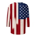 thumbnail image 3 of Women's 3/4 Sleeve American Flag Print T-Shirt Casual Round Neck Patriotic Shirt Top for Independence Day, 3 of 4