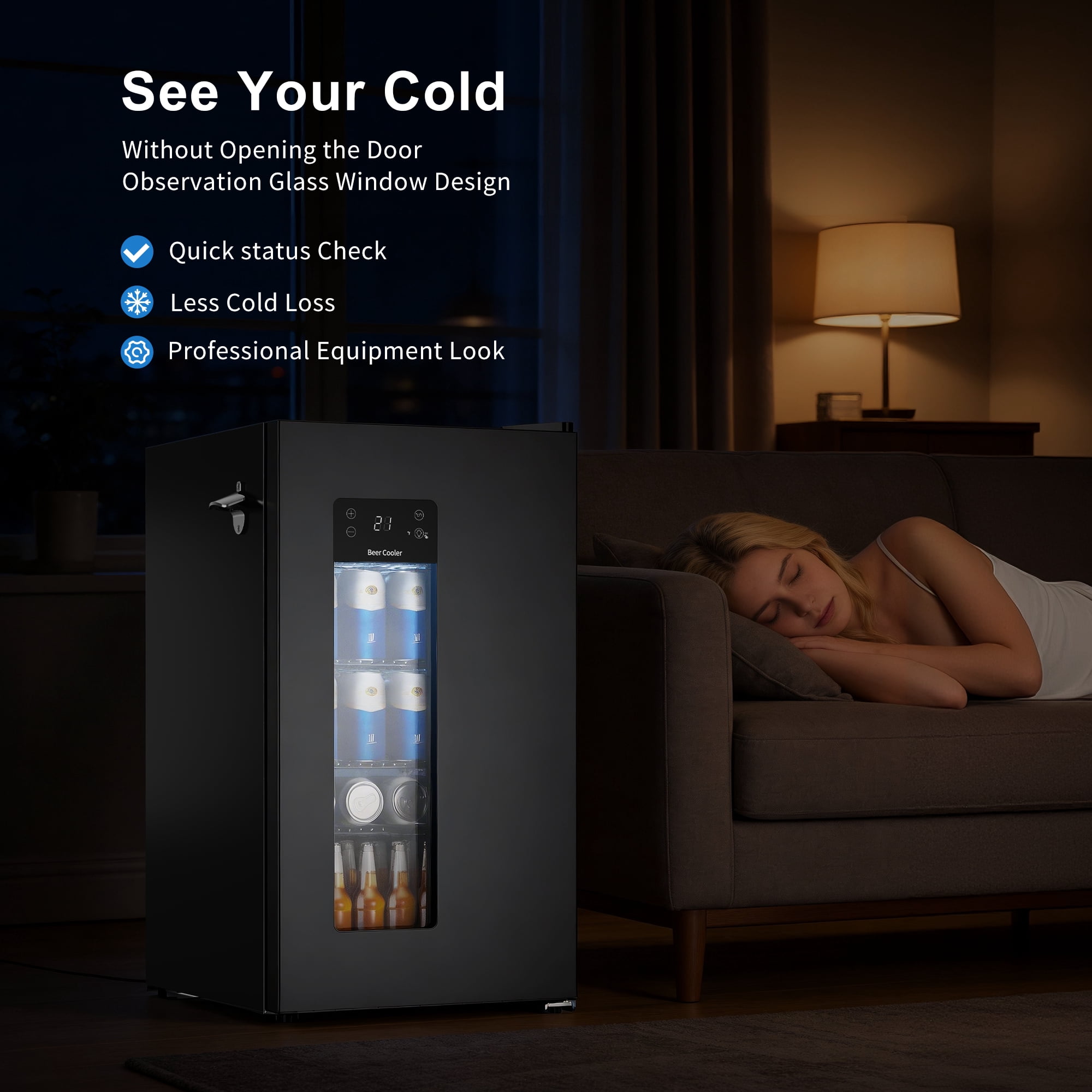 Northair 21°F Beer Fridge for Soccer Season, Ultra-Cold Beer Refrigerator with Glass Door for Home Bars, Watch Parties and Game Day Celebrations