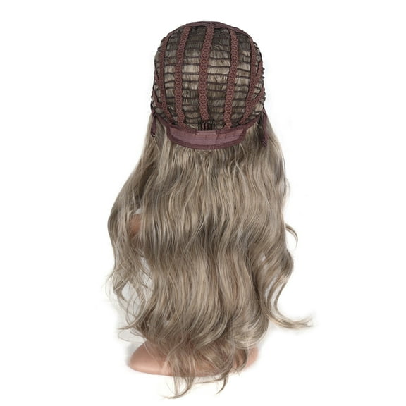 UTOURS Wig Long Curly Hair Brown Gray Gradient Headgear Big Wave Wig Headgear