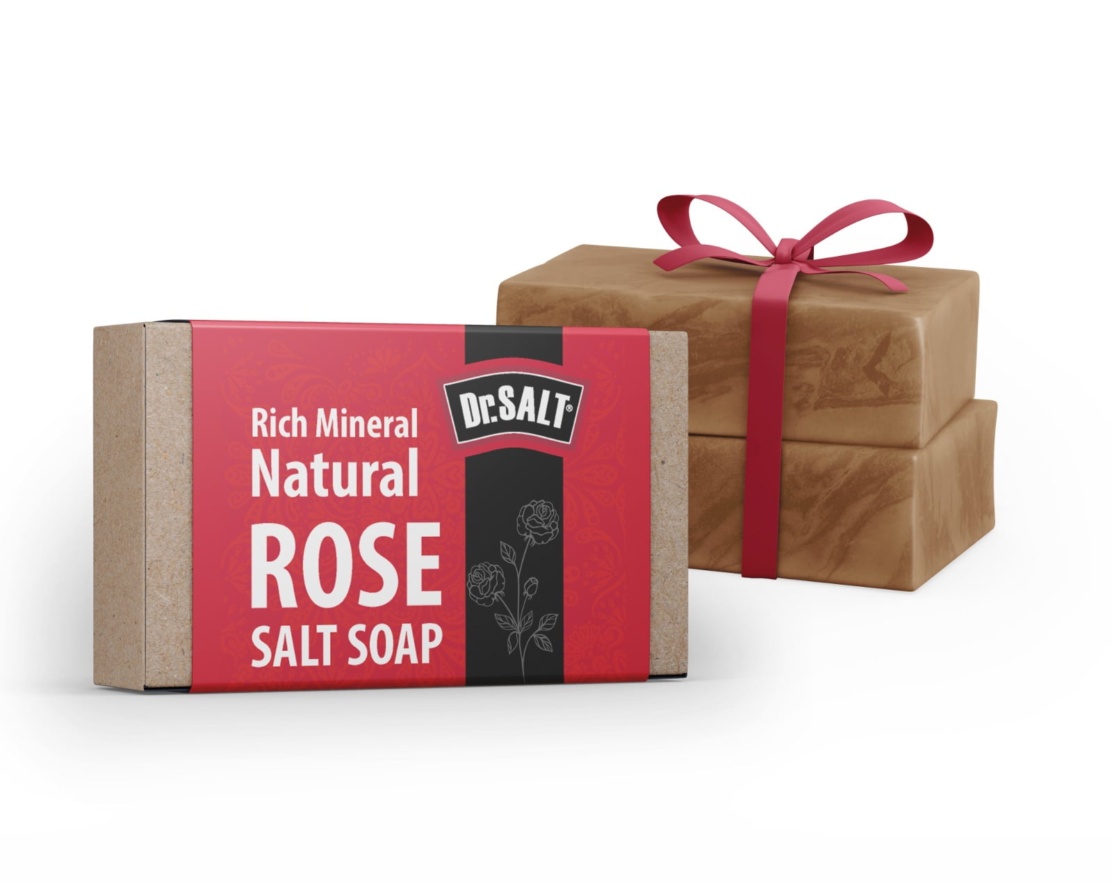 2 Bars Dr.Salt Rich Mineral Natural Rose Salt Soap Anti-aging for Dry Skin and Eczema - Prevents Wrinkles, Sagging Skin, Age Spots