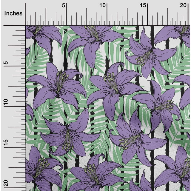 oneOone Velvet Lavender Fabric Leaves & Flower Diy Clothing Quilting Fabric Print Fabric By Yard 58 Inch Wide