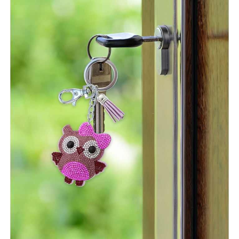 Mini Rhinestone Owl Decor Bag Charm Keychain