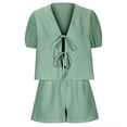 thumbnail image 3 of Bixock Women's 2 Piece Loungewear Set,Short Sleeve Shorts Pajama Set,Fashion Plaid Front Cardigan Top Plaid Set, 3 of 4