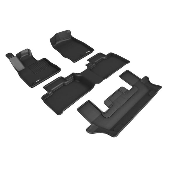 3D MAXpider 2020-2024 Fits Ford Explorer Kagu Carbon Fiber Embossed Pattern 1st Row 2nd Row 3rd Row With Bucket 2nd Row Black Floor Mat L1FR13101509