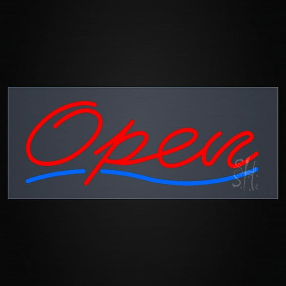 Open Clear Backing LED Neon Sign 10 x 24 - inches, Clear Edge Cut Acrylic Backing, with Dimmer - Bright and Premium built indoor LED Neon Sign for storefront.