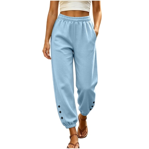 Hurxie Women's High Waisted Sweatpants Workout Active Joggers Pants Baggy Lounge Bottoms Light Blue,XL