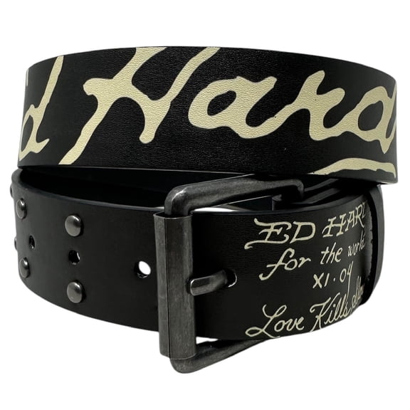 Ed Hardy Men's Love Kills Slowly Black Belt With Rivet Studs (32, Black)