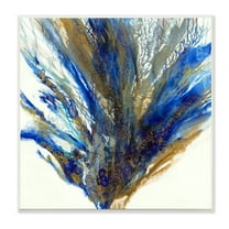 Stupell Industries Abstract Coral Burst Nautical Blue Brown Expression Abstract Painting Unframed Art Print Wall Art, 12 x 12