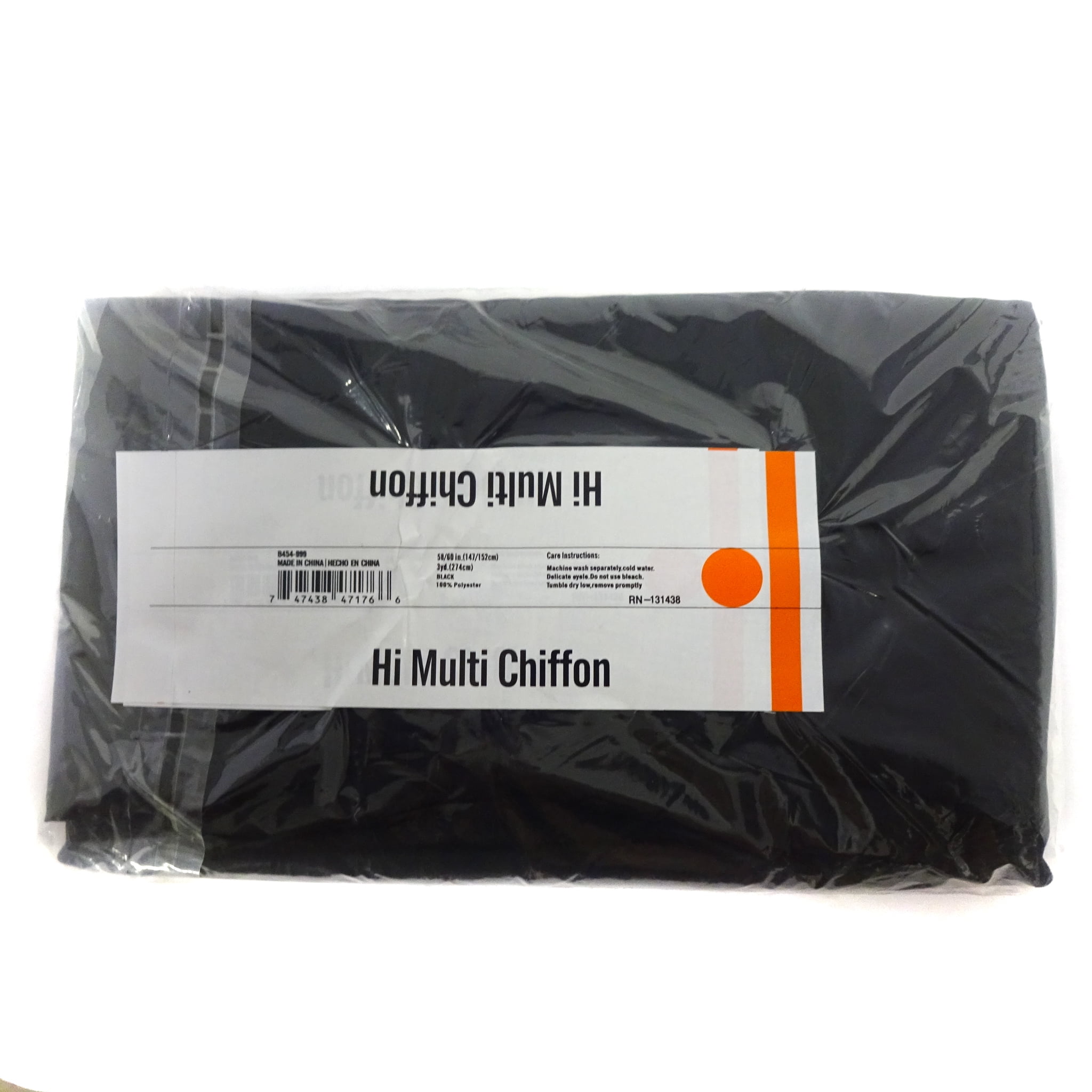 Shason Textile 60" x 3 yd 100% Polyester Chiffon Solid Craft Fabric, Black