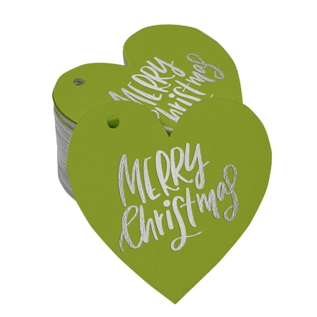 Inkdotpot Merry Christmas Bottle Tag Real Silver Foil Favor Hang Tag 50 Pack