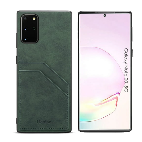 Allytech Galaxy Note 20 Case with Cards Holders, PU Leather Slim Fit Drop Protection Shockproof Wireless Charing Support Bumper Defender Back Cover Case for Samsung Galaxy Note 20, Green