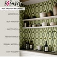 thumbnail image 5 of S4Sassy Modern Tribal Leaf Motif Wallpaper Green Walls Covering, 25" x 120" Self-Adhesive Vinyl Wall Paper, Decorative Wallwrap, Easy DIY Wall Covering For Bedroom, Cabinets, Living Spaces, 5 of 9