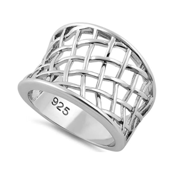 925 Sterling Silver Oxidized Platinum Plated Net Women Valentines Day Gifts Ring