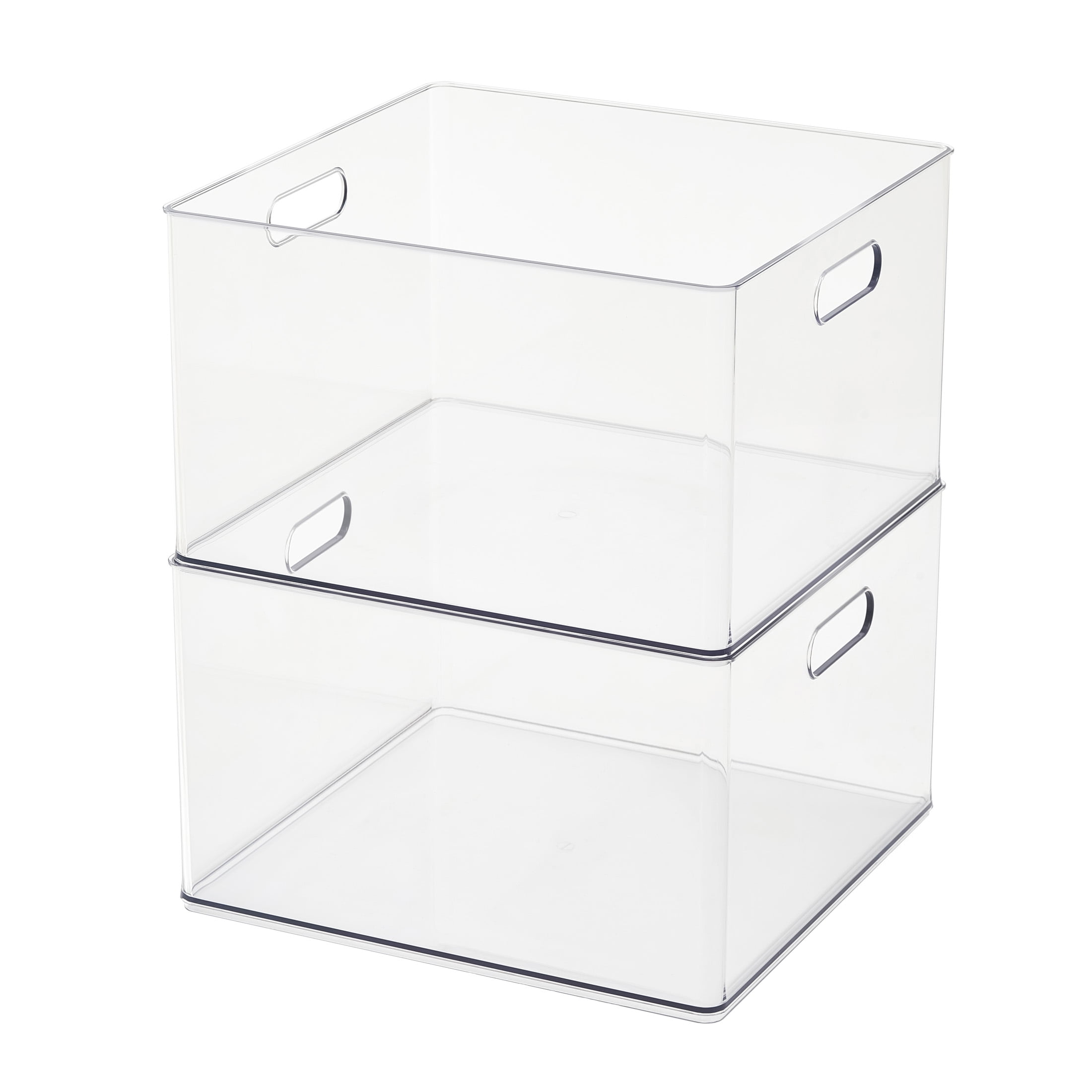 13" x 13" Clear Storage Bin with Handles by Simply Tidy - Stackable Plastic Organizer for Paper - Crafts - and Office Supplies - 1 Pack
