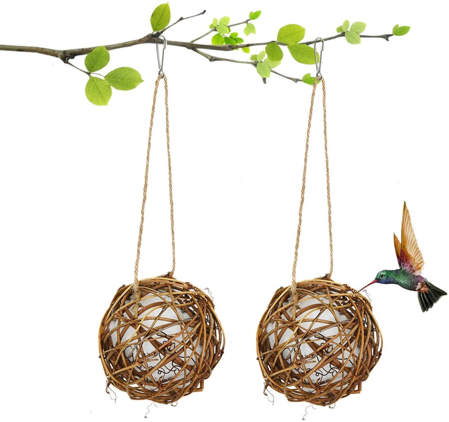 Globe Hummingbird Nester, Bird Nesting Material Holder Rattan Ball Toy