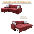 thumbnail image 4 of Ainehome Red Linen Reversible Sleeper Sectional Sofa with Storage Chaise, 4 of 8