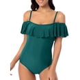thumbnail image 3 of Csndyce Women's Ruffled One Piece Swimsuits off Shoulder Tummy Control Halter Bathing Suit Female, 3 of 7