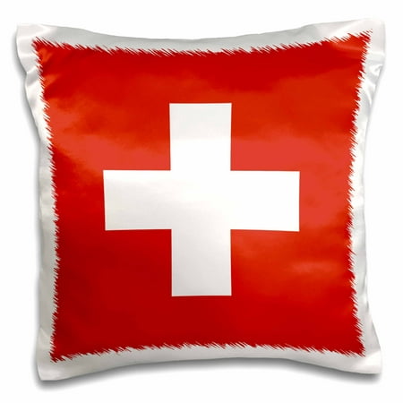 3dRose Flag of Switzerland - Swiss red and white cross - Europe - European country - world travel souvenir - Pillow Case, 16 by