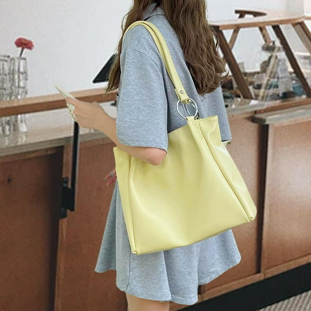 Bolso de Mimbre Tejido a Mano Yinane Bolso de Viaje Informal de Paja Amarillo