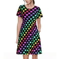 thumbnail image 1 of Fotbe Rainbow Hearts Vestido Largo de Moda para Mujer, Vestido Tipo Camiseta con Manga Corta y Estilo Casual a Rayas y Bloques de Color, 1 of 6