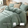 thumbnail image 2 of MooMee Duvet Cover Set 100% Washed Cotton Linen Like Textured Breathable 3 Piece (Green, Oversized King), 2 of 6