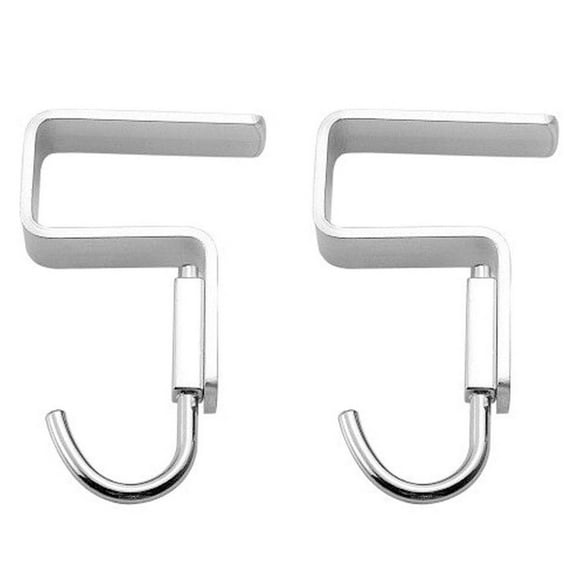 2 Pcs Crochet de Bureau, Crochet Sans Clou pour Bureau Étudiant, Crochet sous Table pour Sac d'École, Alliage d'Aluminium Spatial, Crochets pour Sac à Main Vêtements Sac à Dos, Convient pour 2.5 cm/0.98 Pouces Plaque Épaisse
